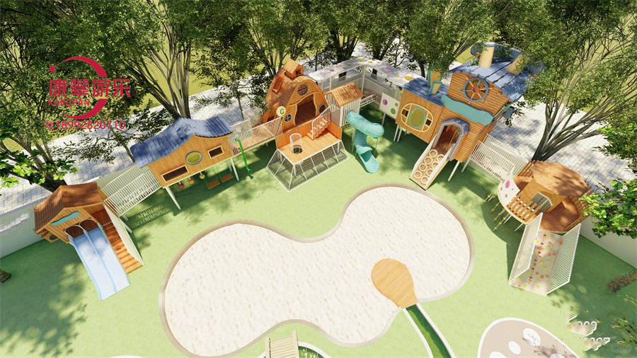 幼兒園樹屋黃花梨木質滑梯