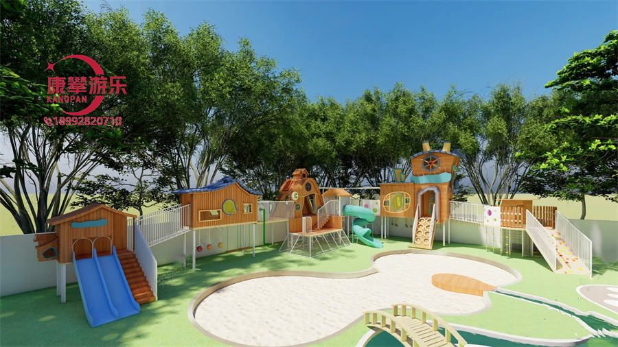 幼兒園樹屋黃花梨木質滑梯